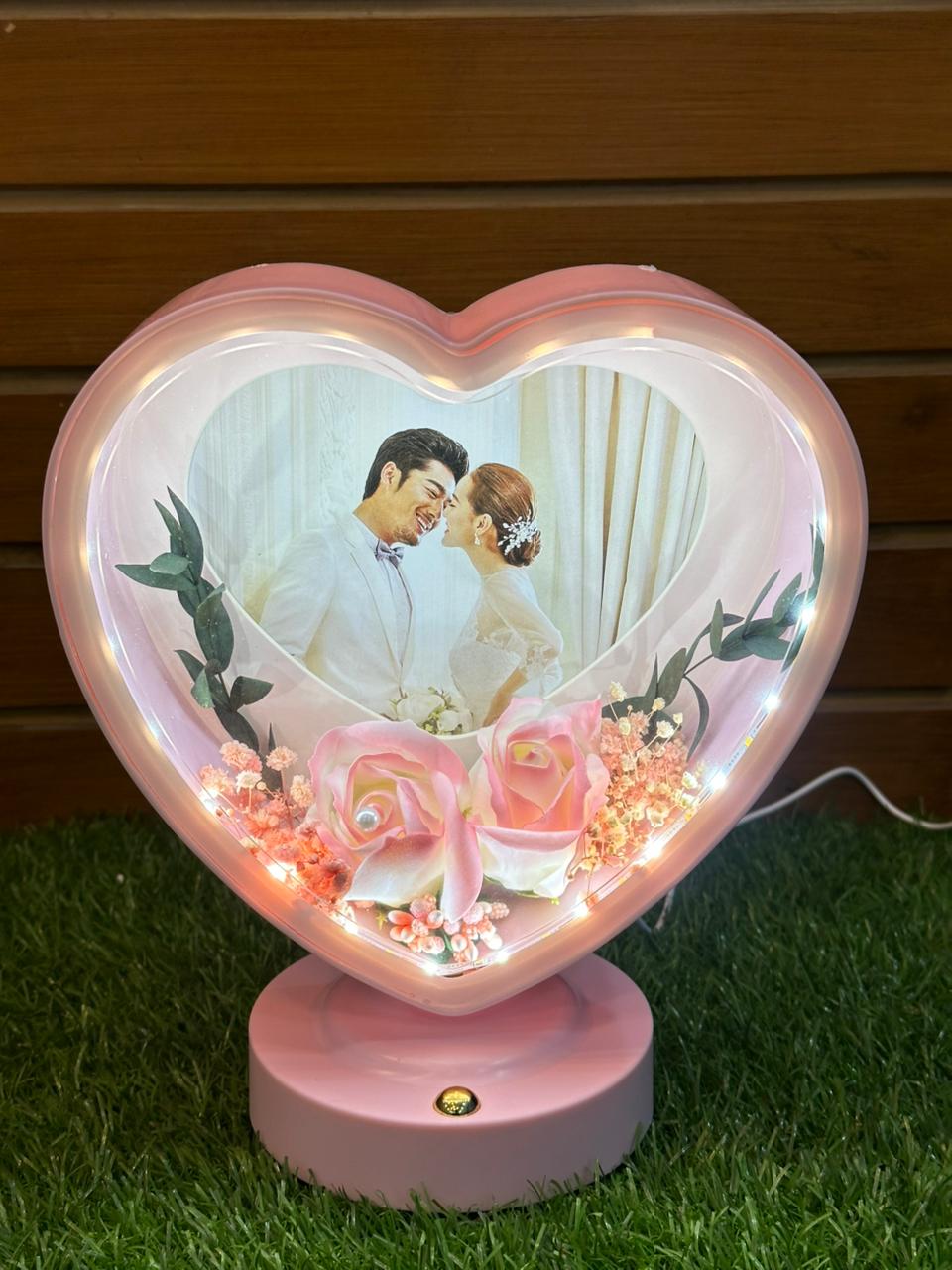 Custom Heart LED Photo Frame β Romantic Anniversary & Wedding Gift