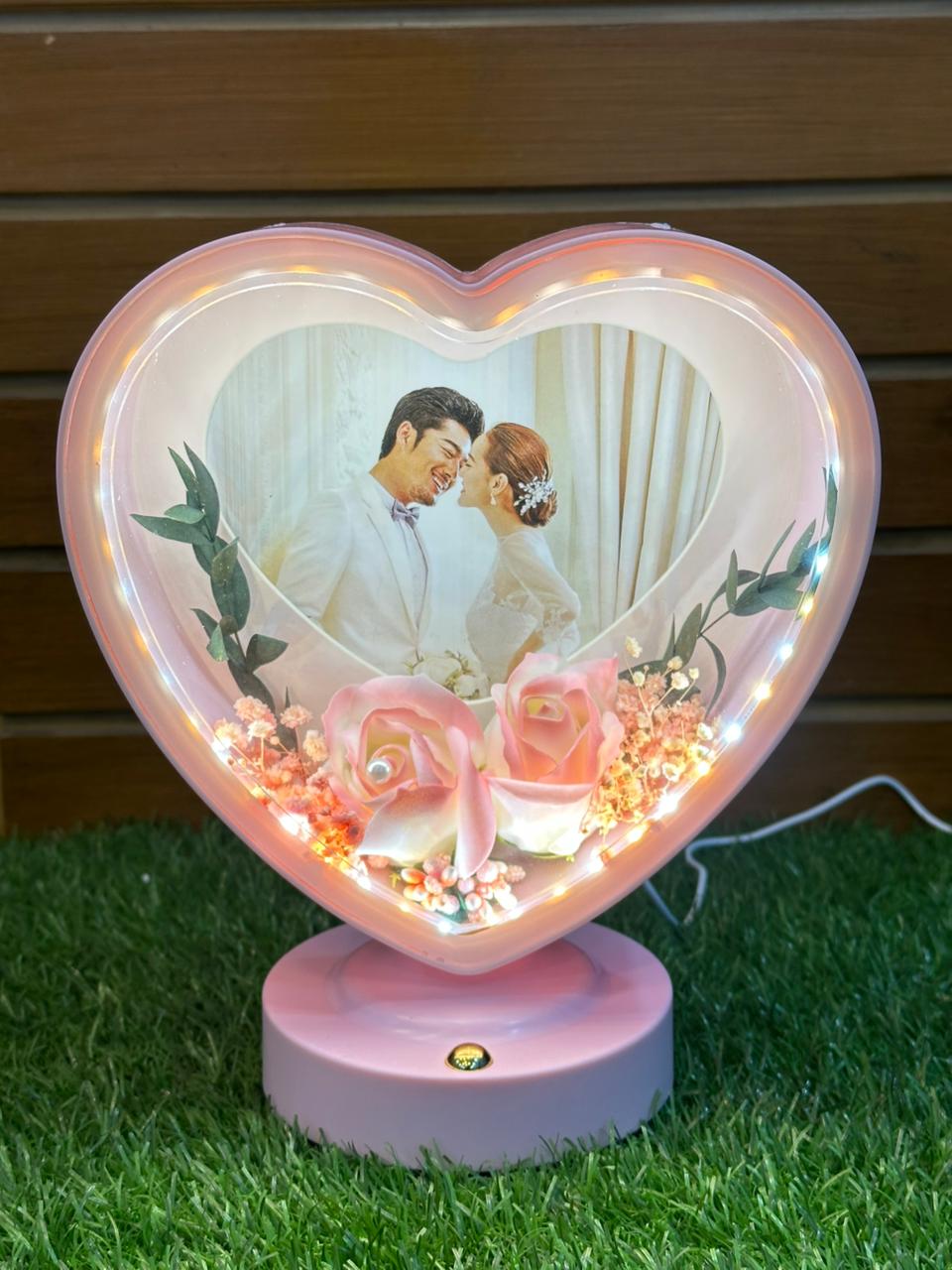 Custom Heart LED Photo Frame – Romantic Anniversary & Wedding Gift