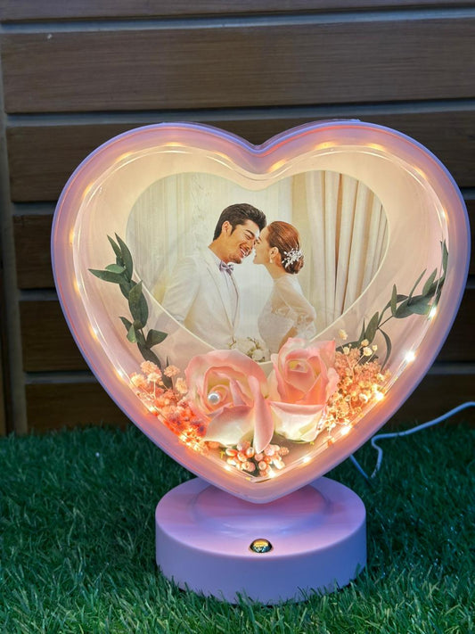 Custom Heart LED Photo Frame – Romantic Anniversary & Wedding Gift