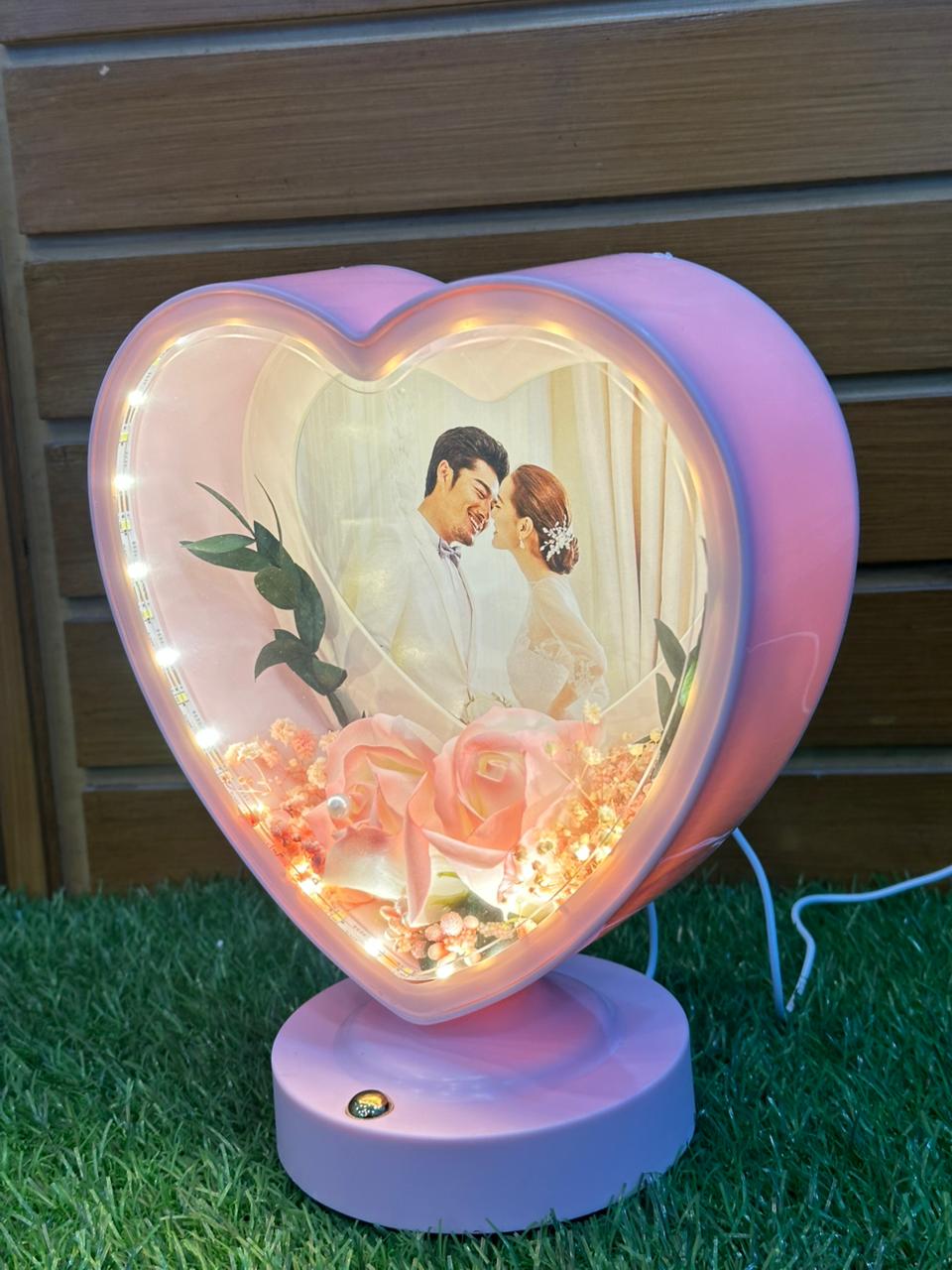 Custom Heart LED Photo Frame – Romantic Anniversary & Wedding Gift