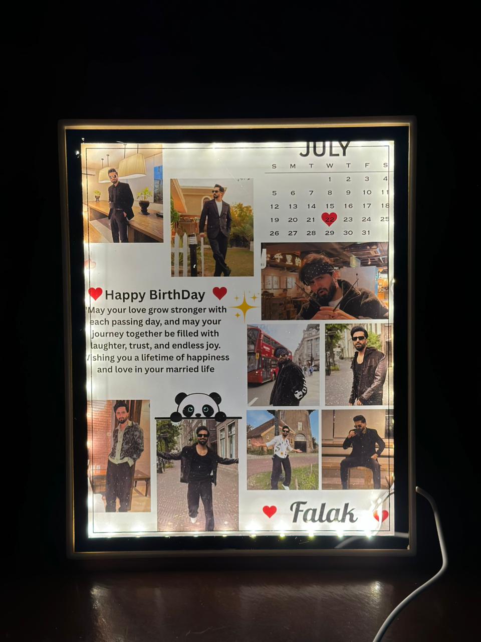 Custom LED Birthday Calendar Frame – Personalized Photo Gift with Light